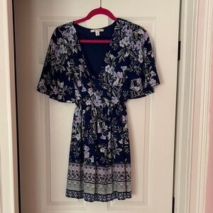Miami Navy and Lavender Floral Mini Dress